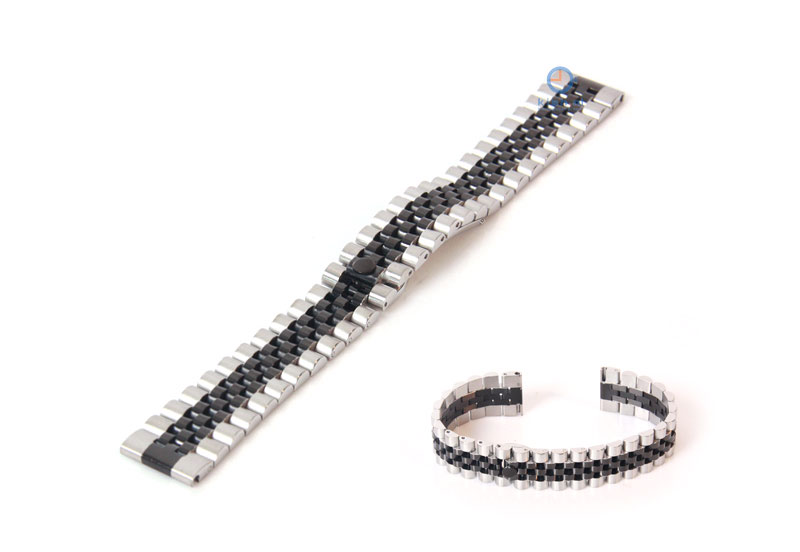 Watchstrap 18mm stainless steel silver black