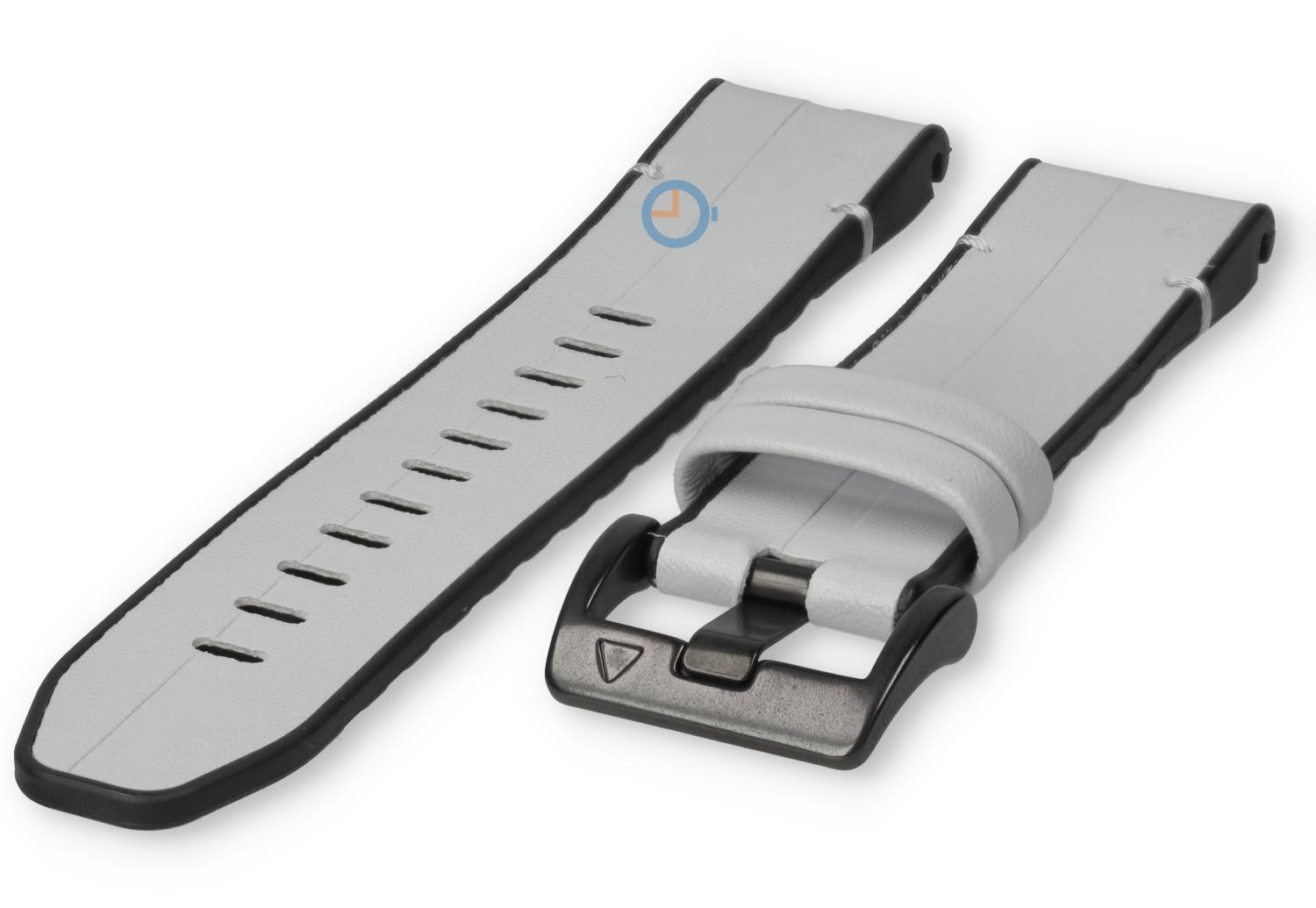 Hybrid strap - silicone/leather - 26mm - white