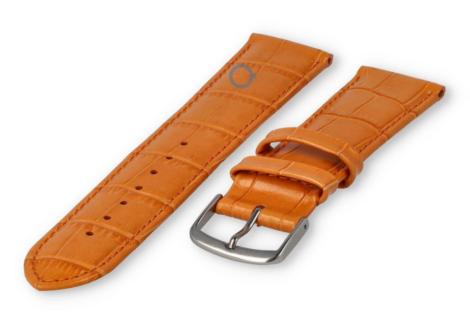 Leather watch strap croco - 20mm - orange