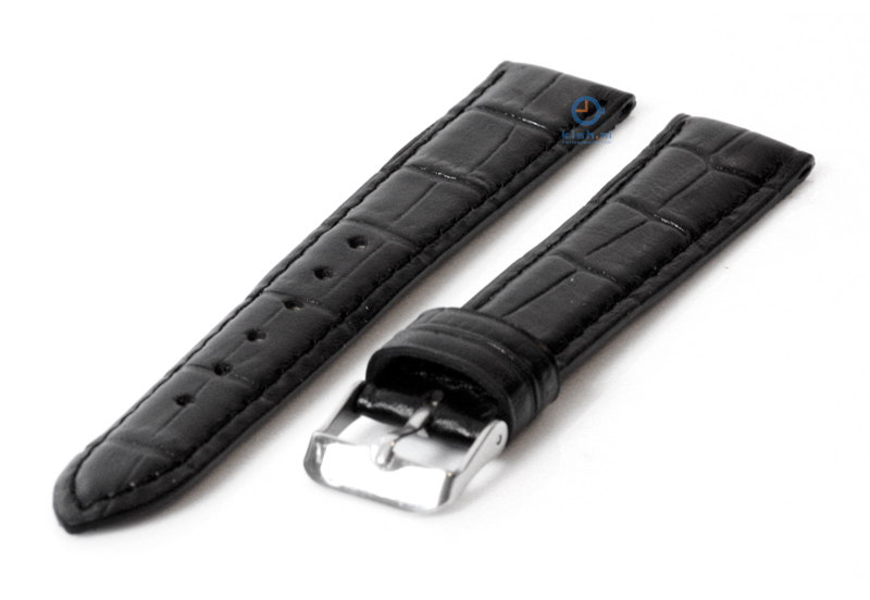Watchstrap 18mm black leather croco