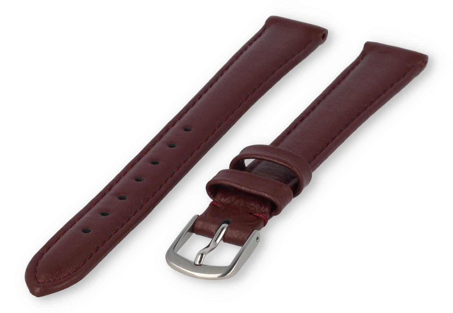 XL watch strap smooth leather - 16mm - bordeaux