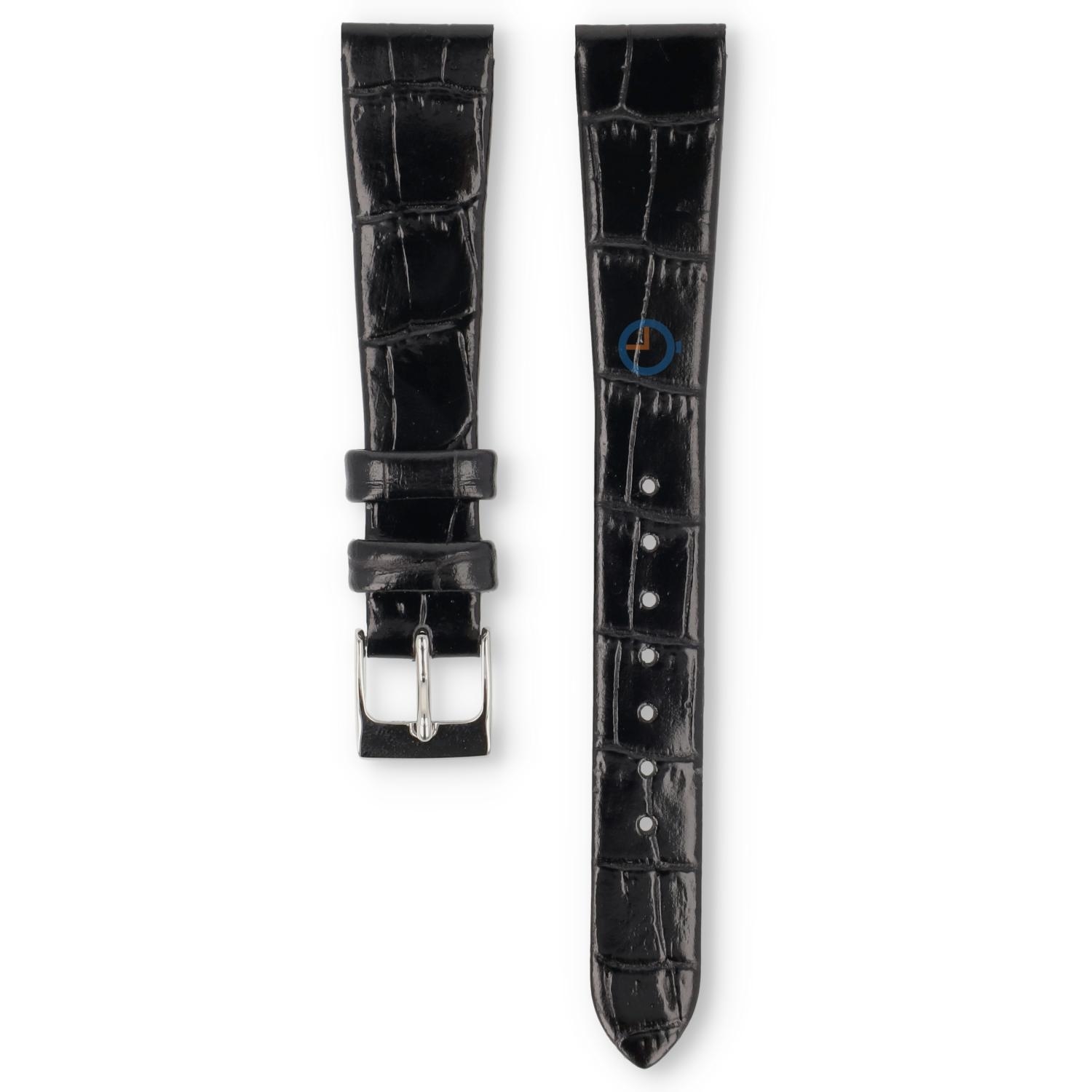 Universal 16mm black leather watch strap - Pulsar