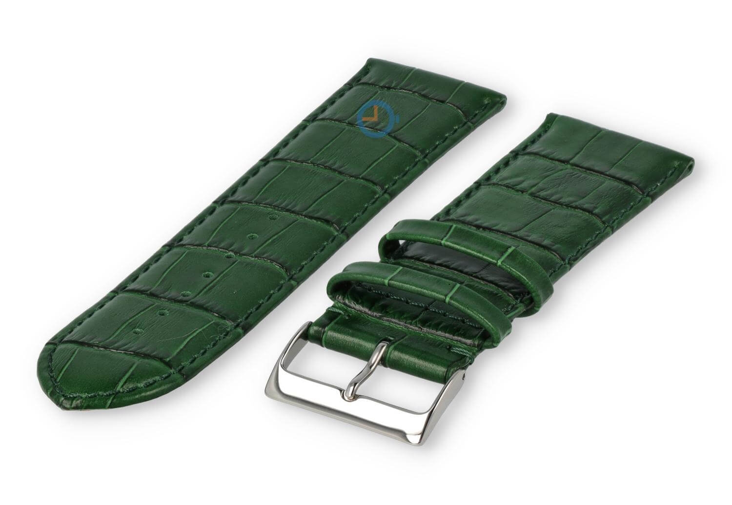 Calfskin XL strap with croco embossing - 28mm - hunting green