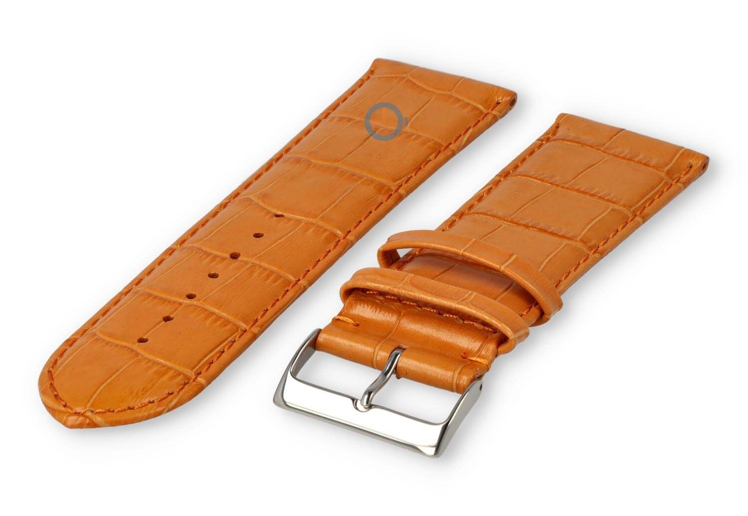 Calfskin XL strap with croco embossing - 28mm - orange