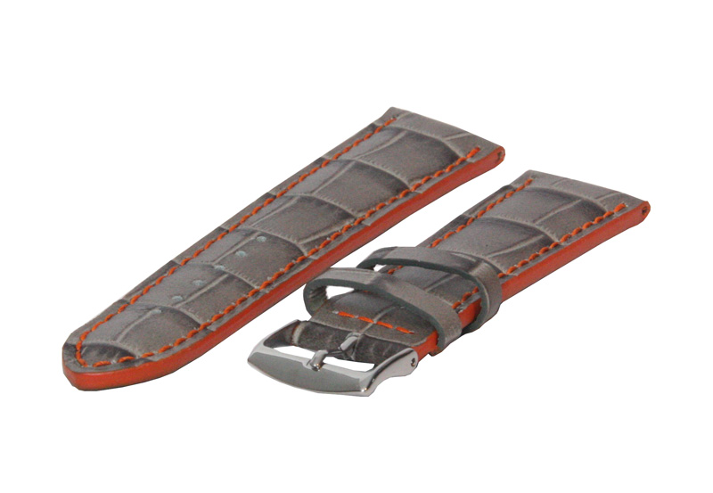Watchstrap 24mm khaki green leather