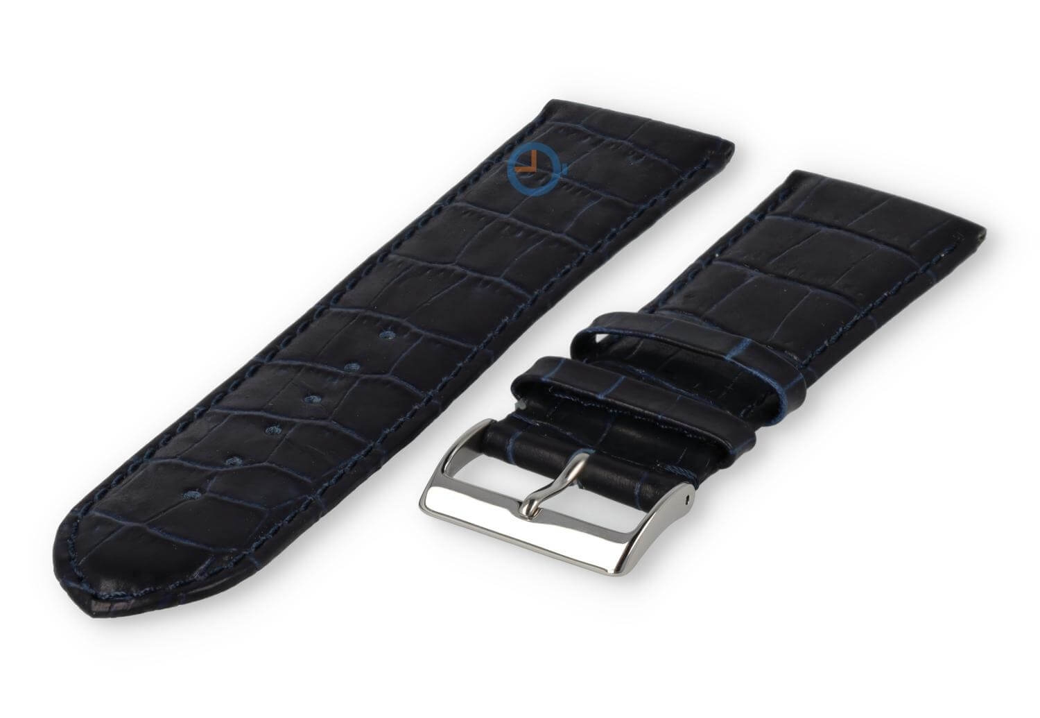Basic croco watch strap - 24mm - dark blue