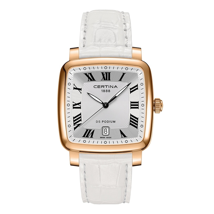 Certina leather strap C0255103603300A 21/18mm without buckle (white)