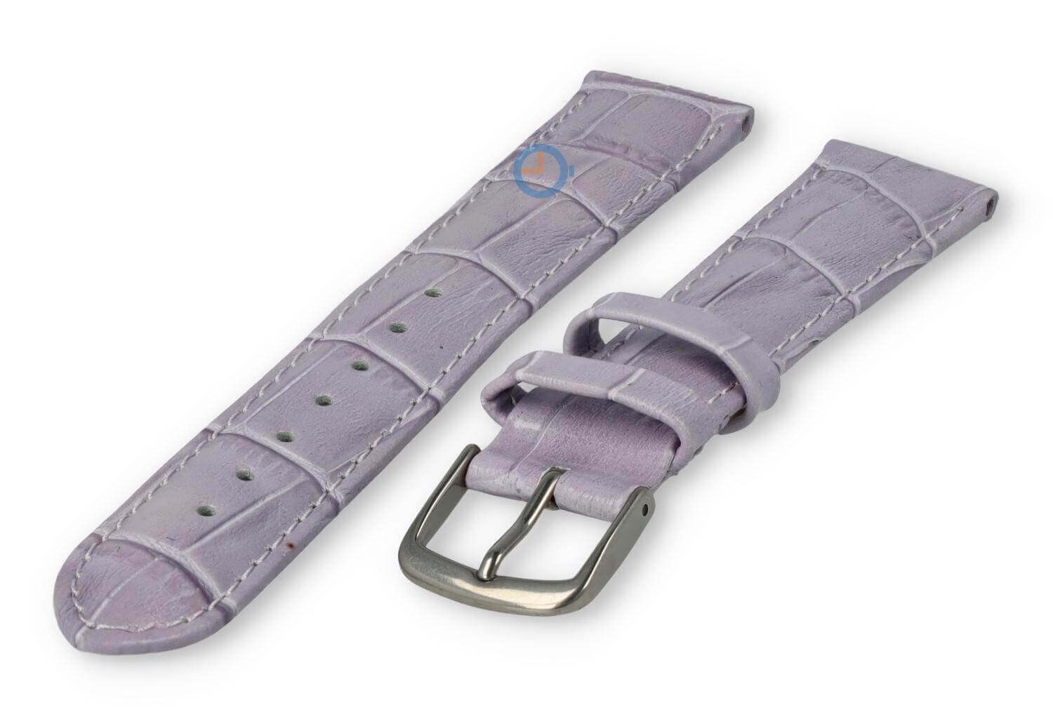 croc-print leather strap - 18mm - lavender