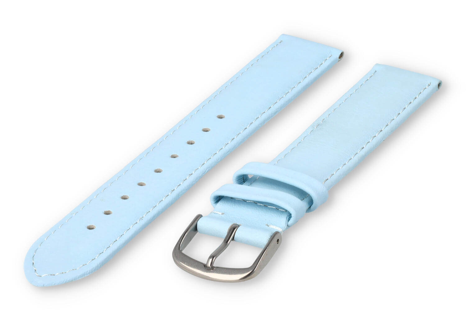 XL watch strap smooth leather - 18mm - ice blue