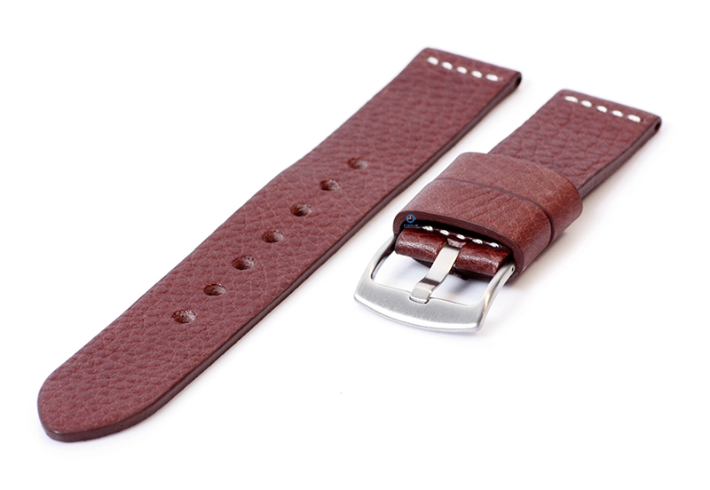 Sturdy 24mm watch band darkbrown leather - XXL