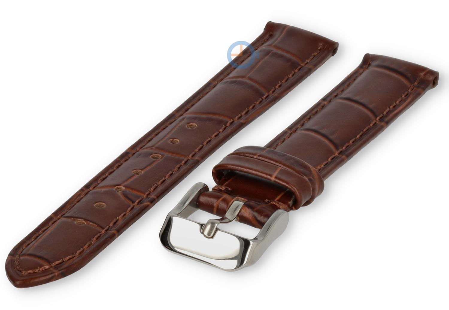 17mm - dark brown - odd-sized leather strap with croco
