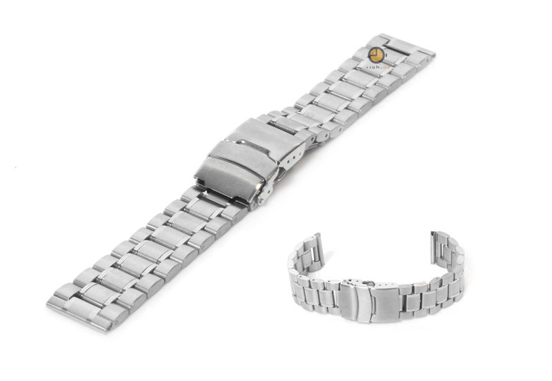 Watchstrap 22mm stainless steel matt/polished silver