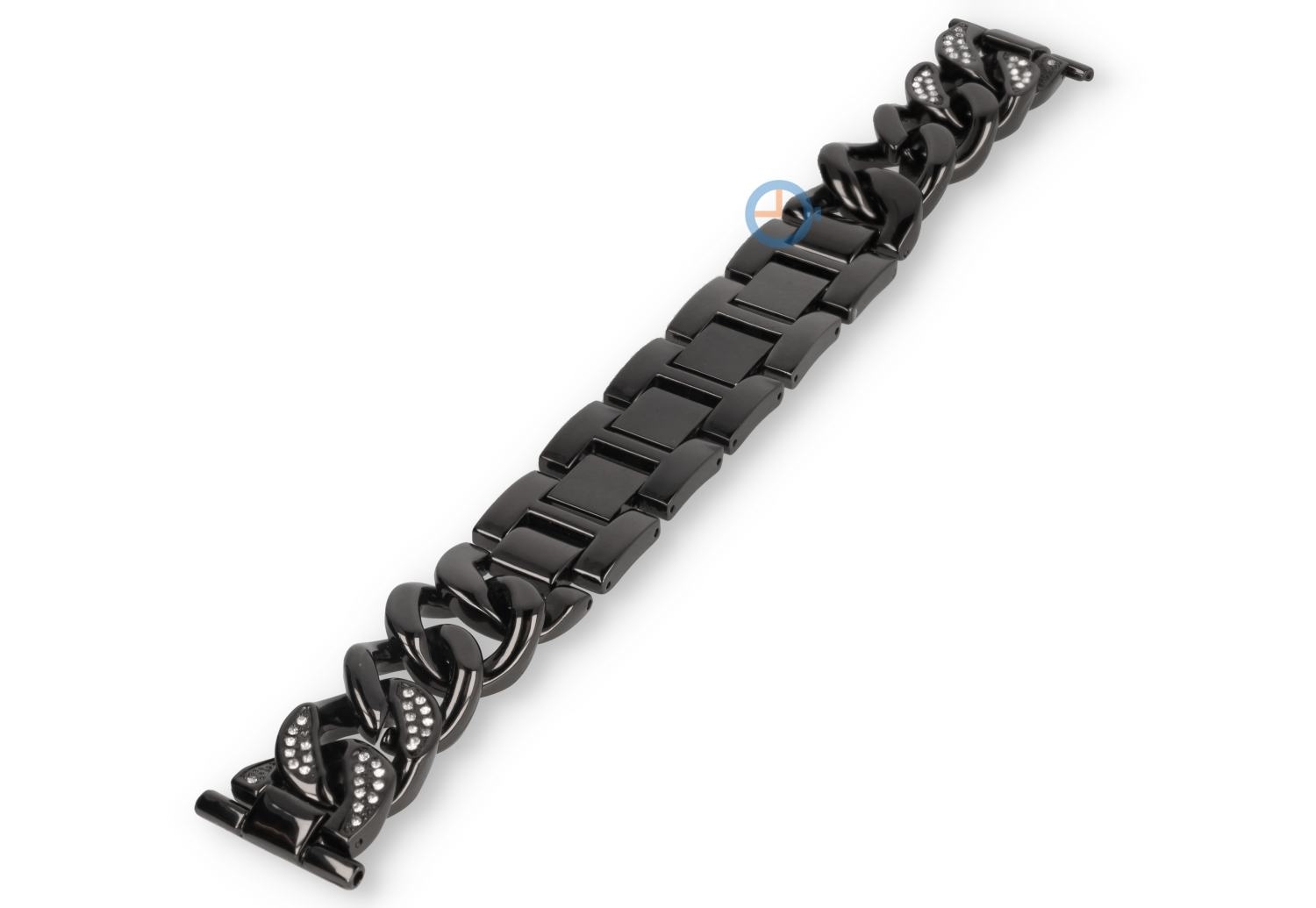 22mm steel watch strap curb-link - black