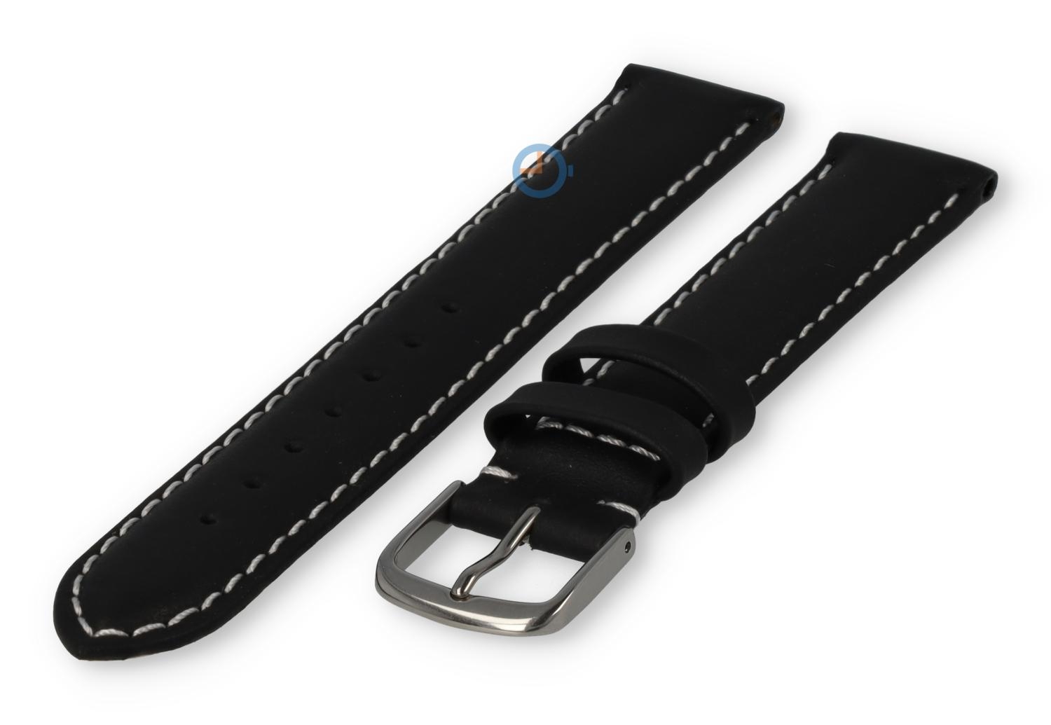 Odd-size leather watch strap - 17mm - black