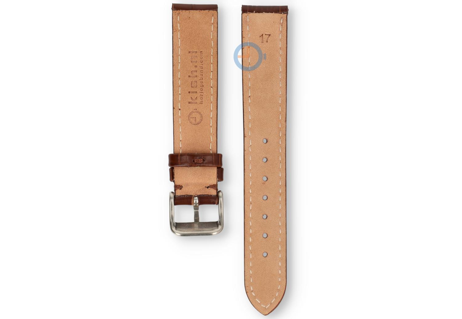 Horlogebandje 17mm - croco leer - donkerbruin
