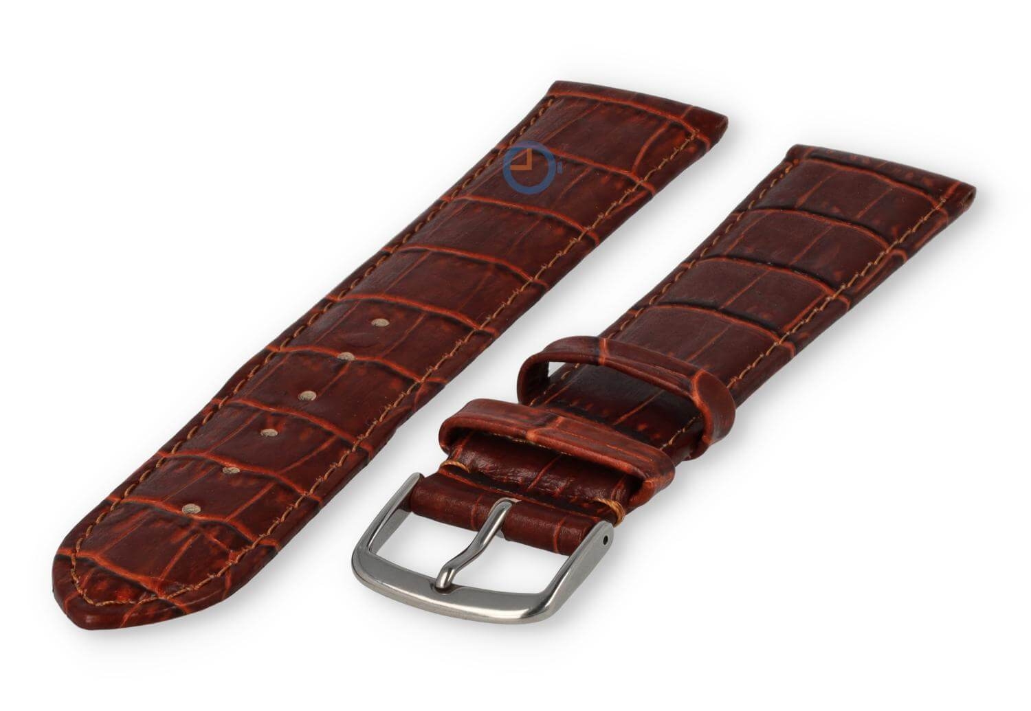 Extra-long crocoleather strap  - 20mm - rust-brown