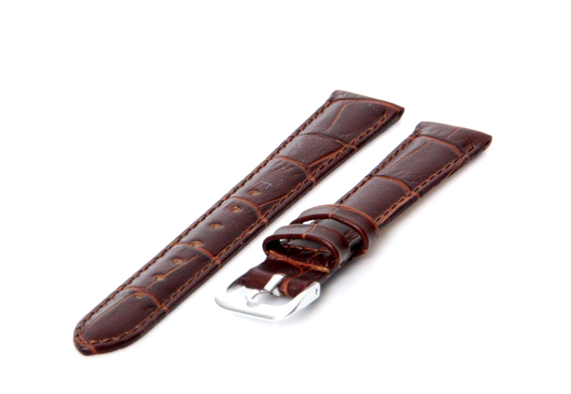 Watchstrap 16mm croco leather brown