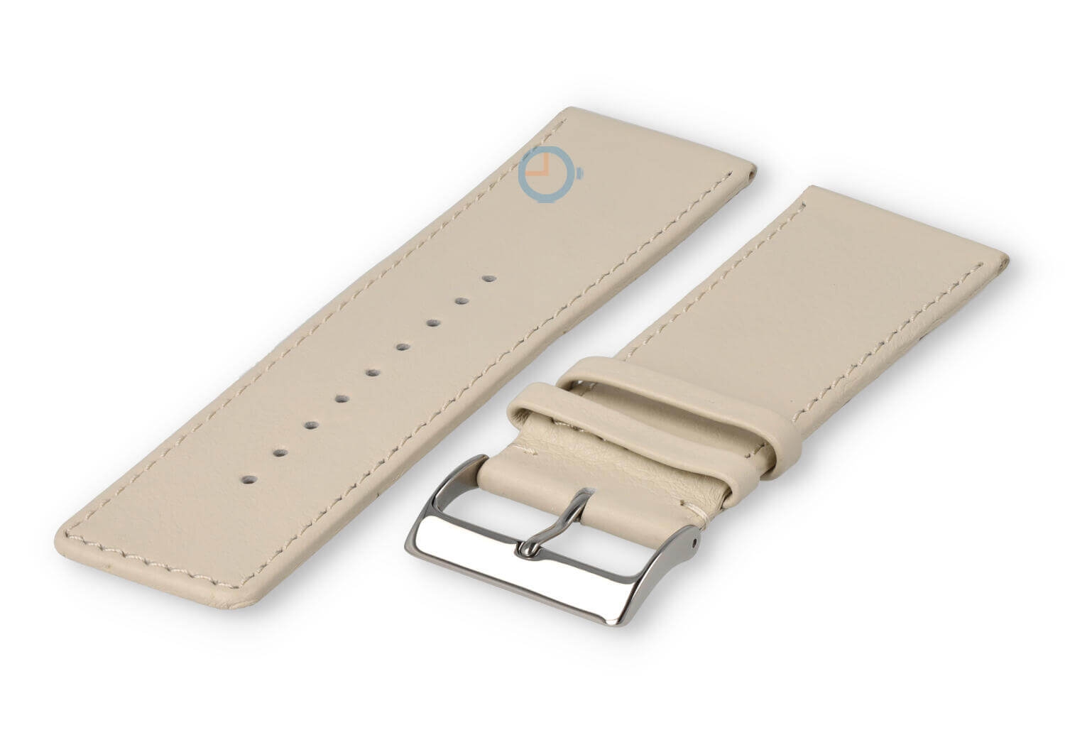 30mm watch strap smooth leather - cream-coloured