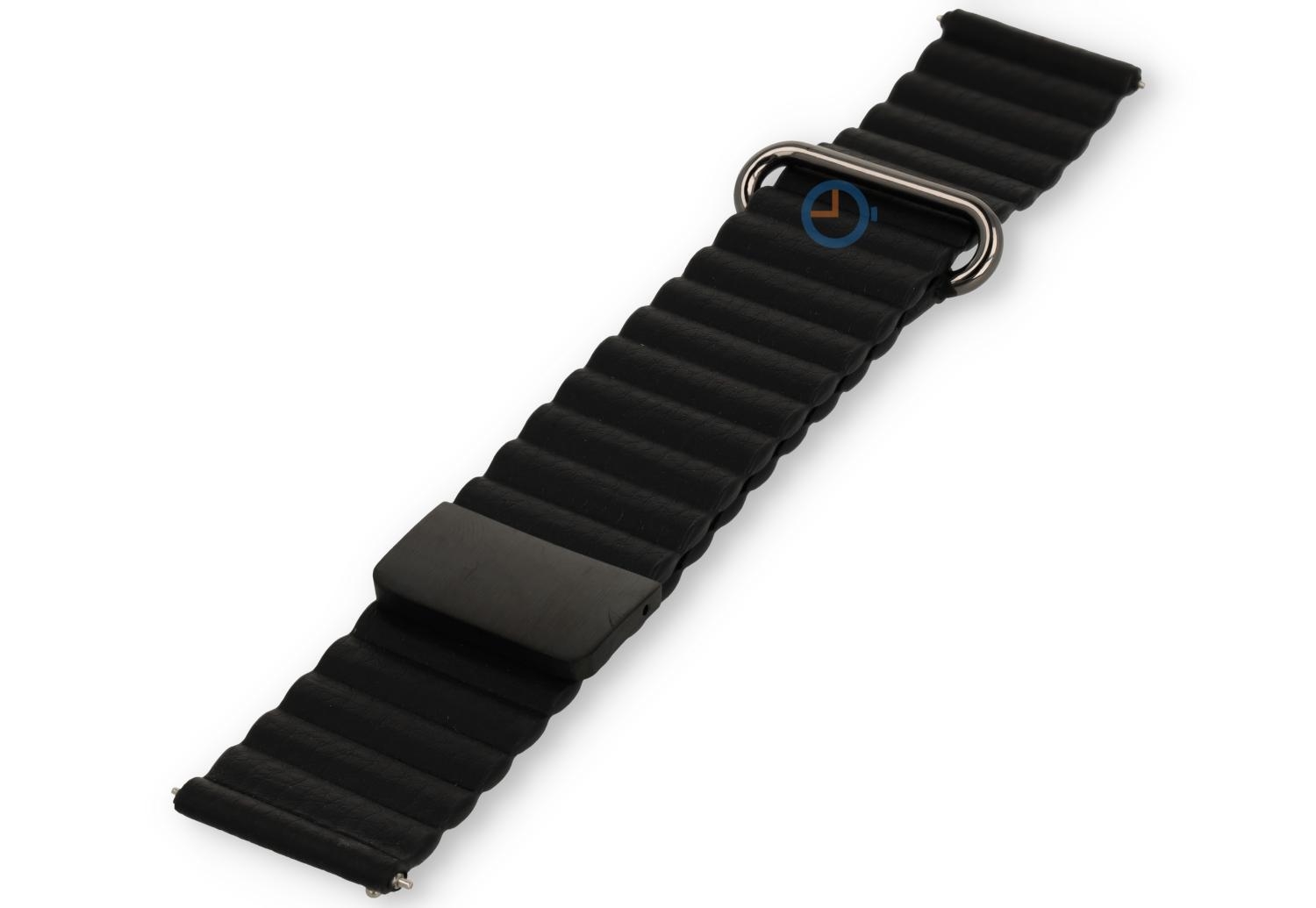 22mm leather strap with magnetic clasp - Black