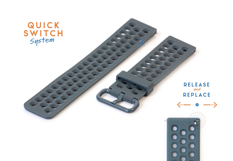 Watchstrap 23mm perforated silicone darkgrey