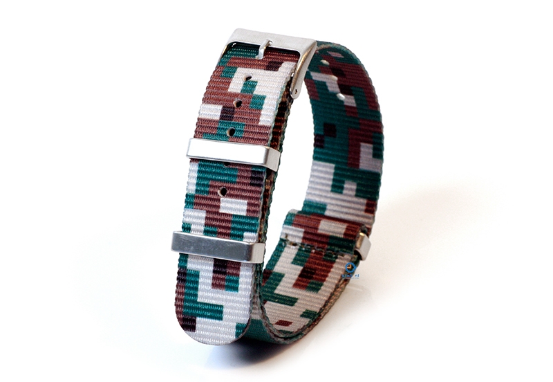 Watchband 20mm nylon - pixel green/brown