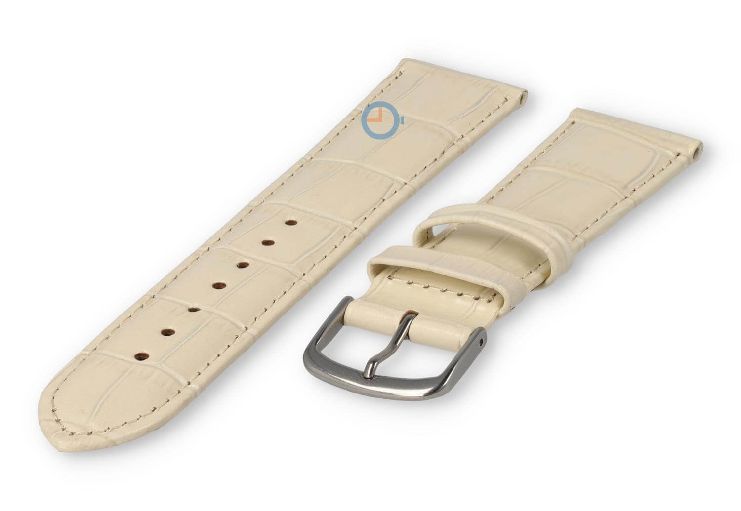 Leather watch strap croco - 20mm - cream-coloured