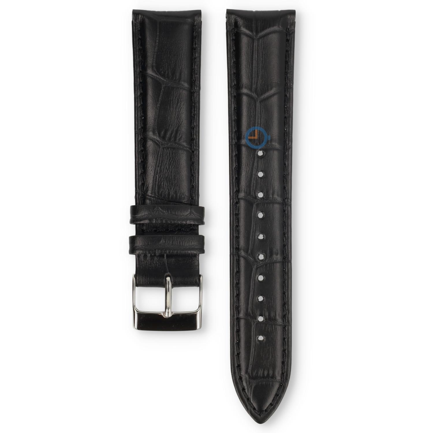 Universal 20mm black leather watch strap - Pulsar