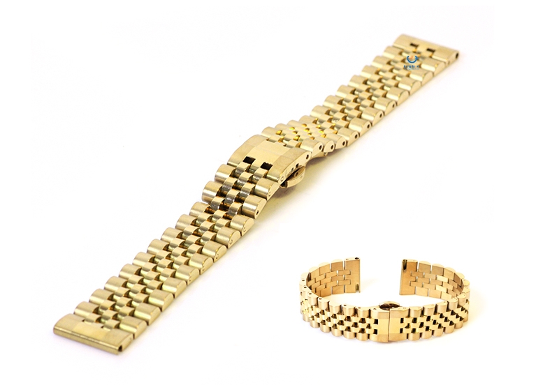 Watchstrap 18mm stainless steel gold - Partly polished