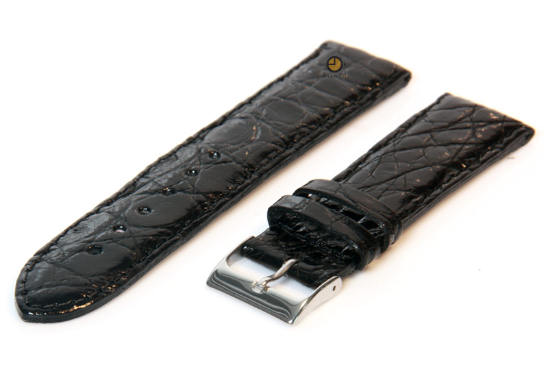Watchstrap 20mm black crocoleather