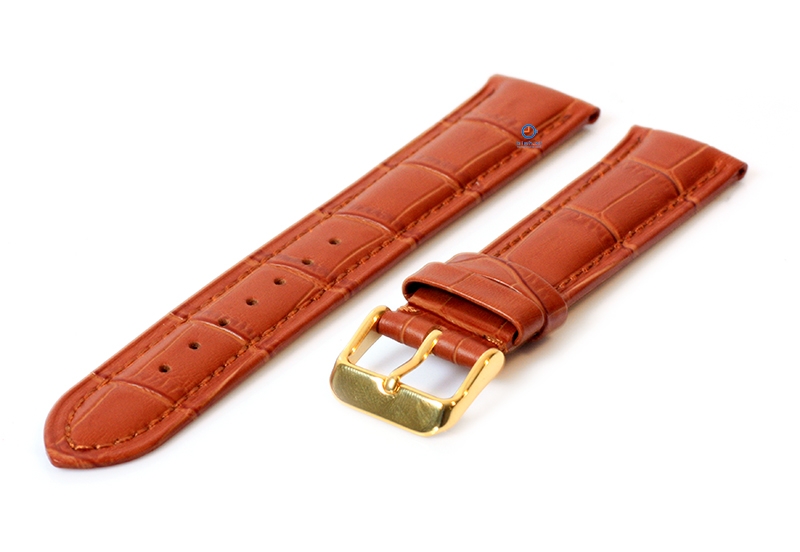 Luxury Tommy Hilfiger strap light-brown leather - gold - 20mm