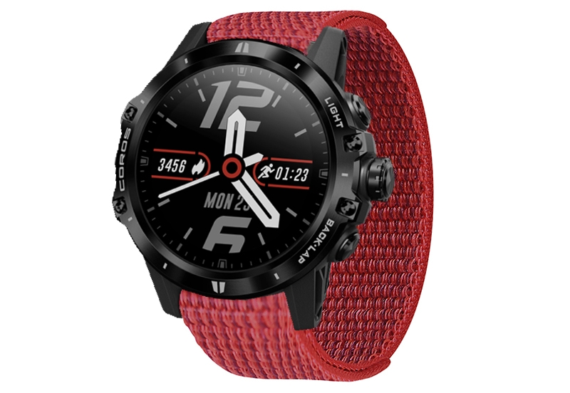 Nylon 26mm watch strap with velcro - red
