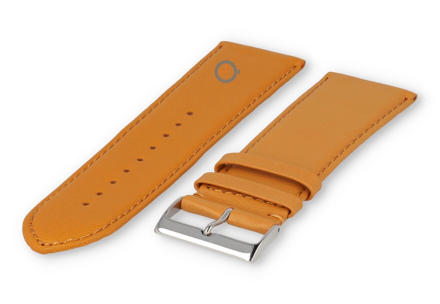 XL watch strap smooth leather - 28mm - mustard yellow