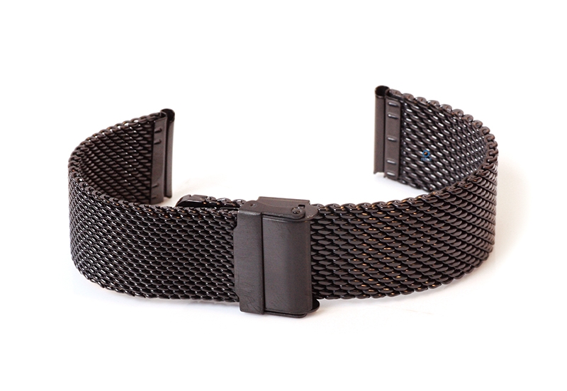 Milanese horlogeband 22mm zwart (grof)