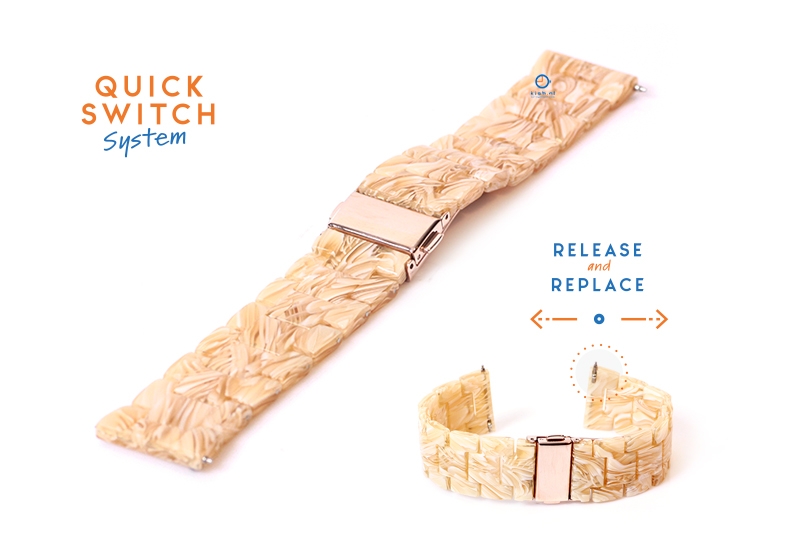 watchstrap 20mm resin candy cane beige