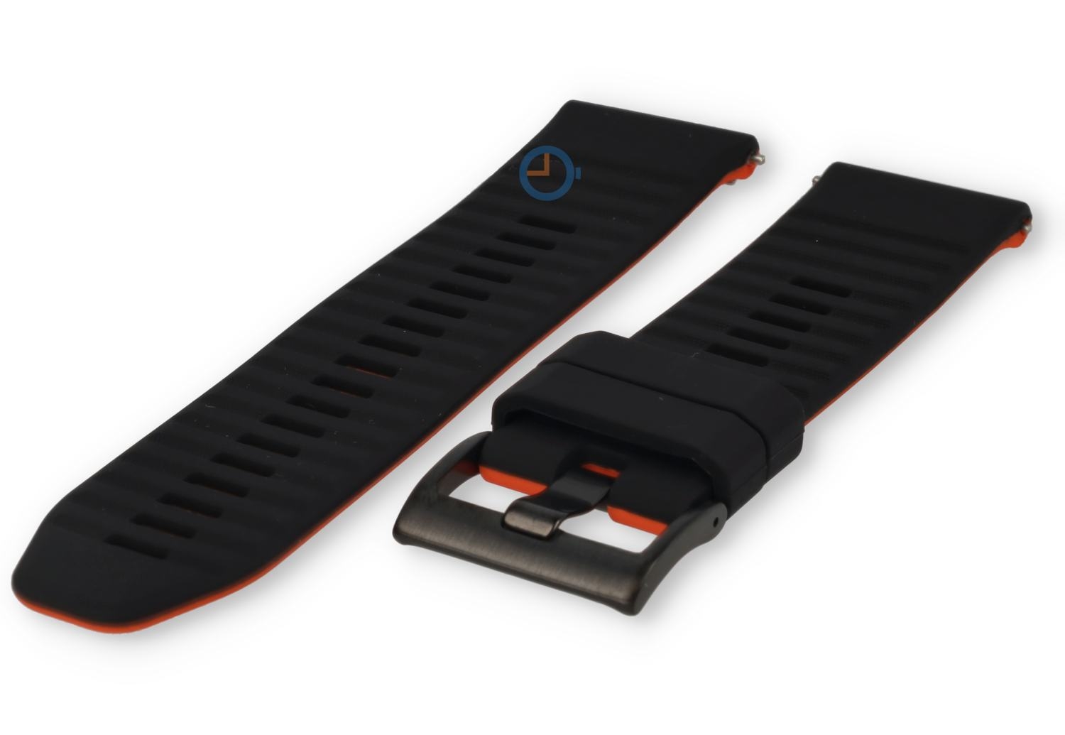 24mm silicone watch strap - black bright-orange - quick-release