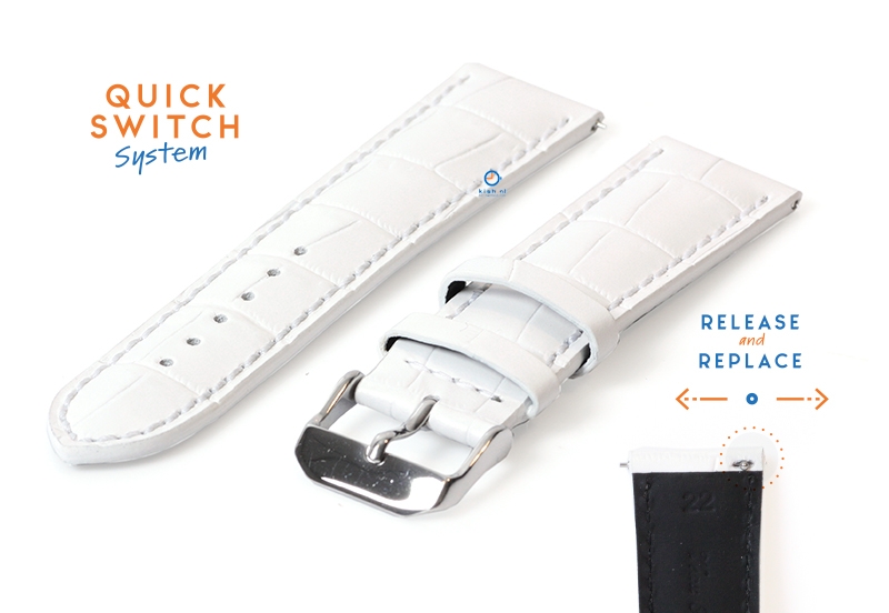 Watchstrap 22mm white croco leather