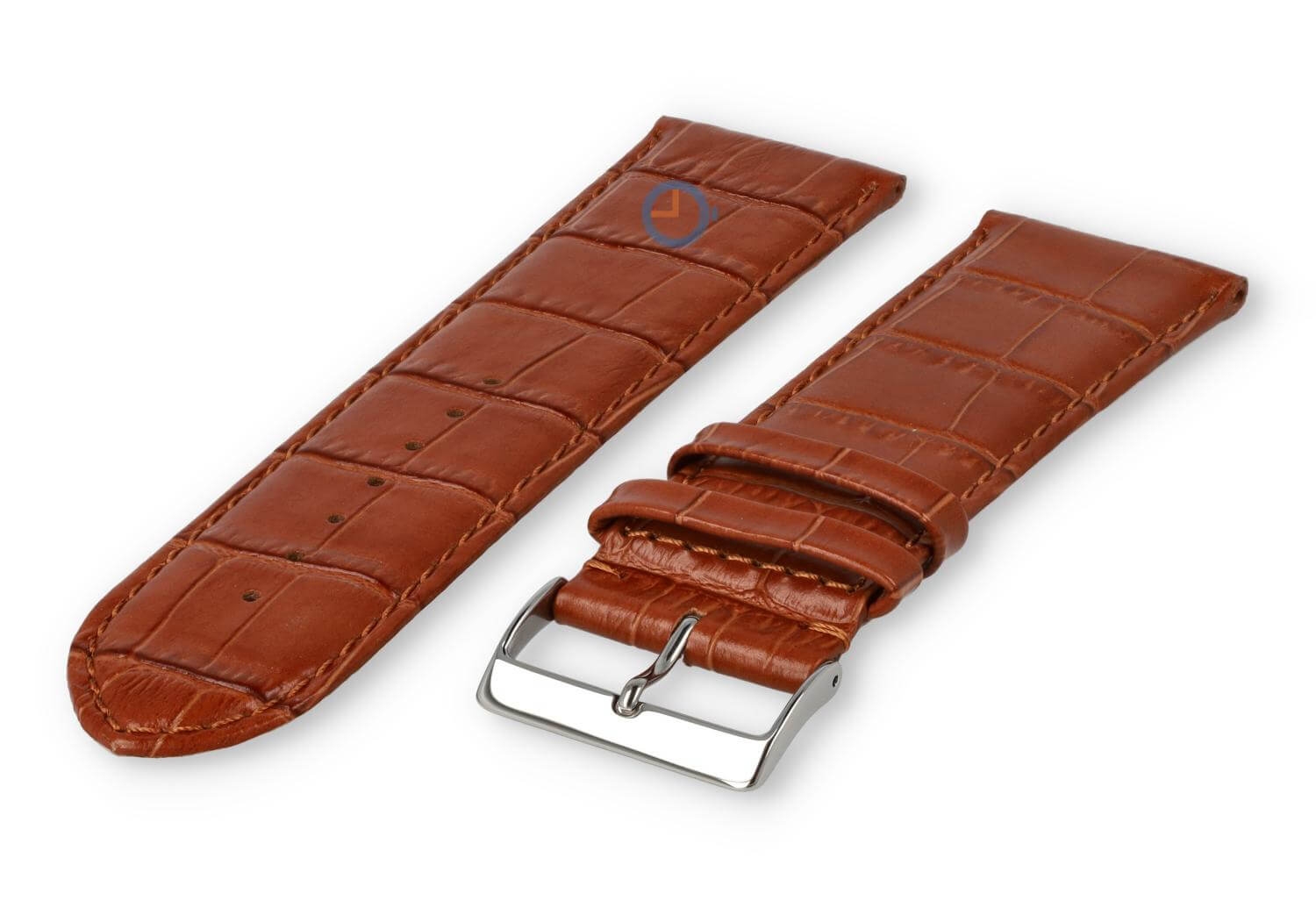 Calfskin XL strap with croco embossing - 28mm - rust-brown