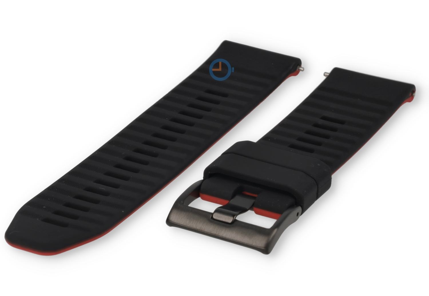 24mm silicone watch strap - black red - quick-release