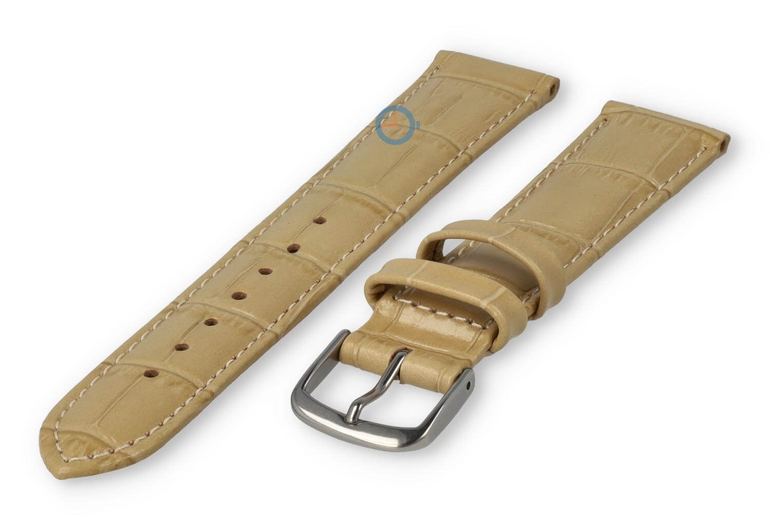 Leather strap with frizzled print - 16mm - sand
