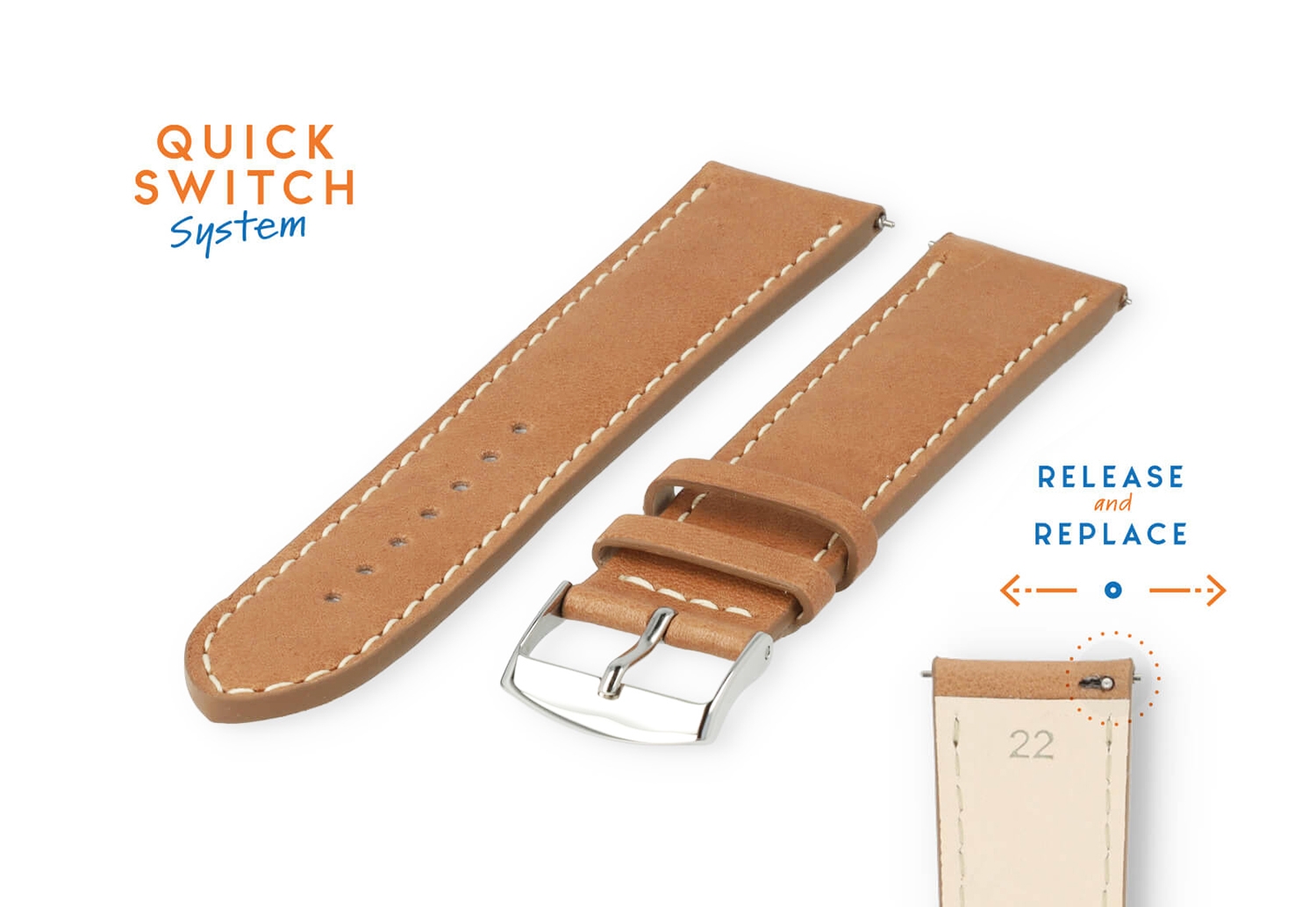 Watchstrap 22mm light brown