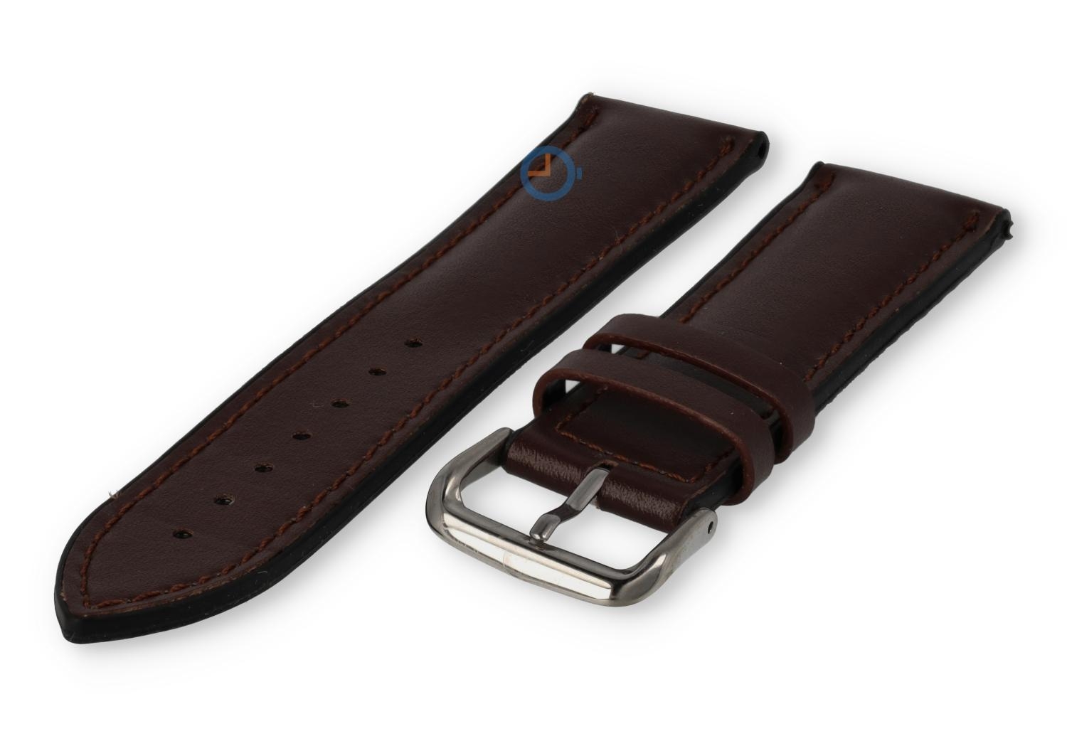 Silicone strap with leather top layer - 22mm - darkbrown