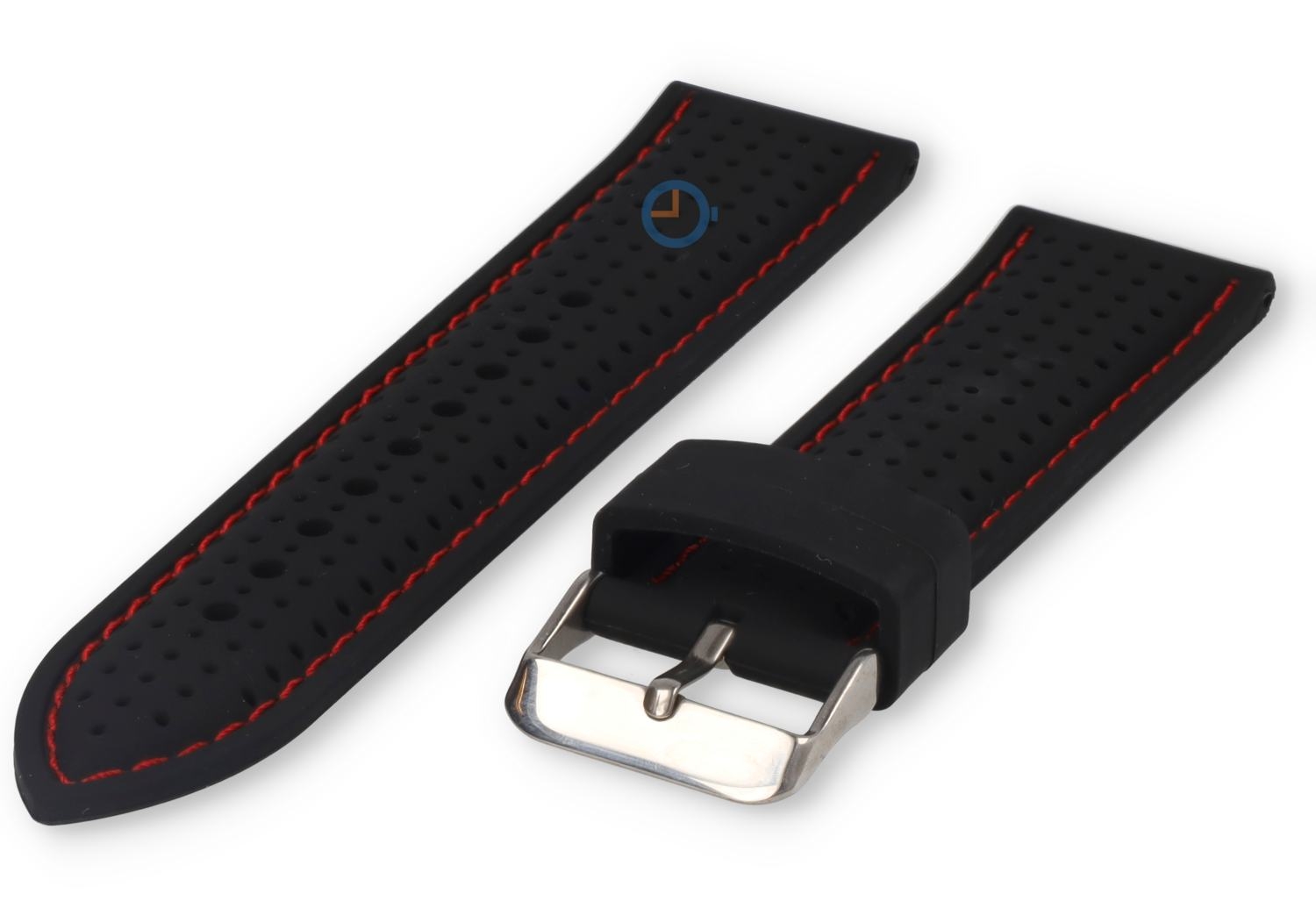 Watchstrap 24mm bicolor black red silicone