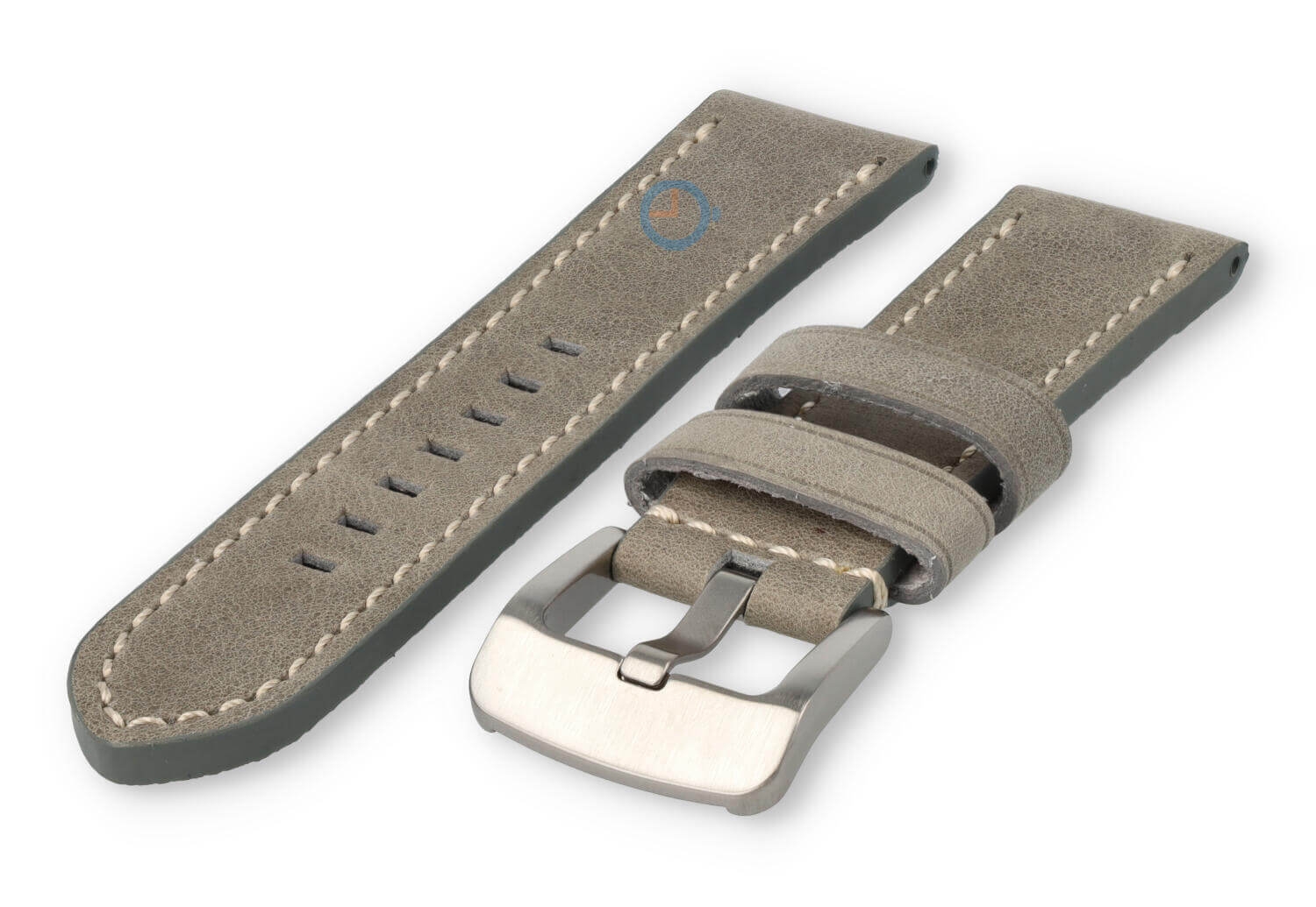 Water-repellent leather watch strap - 26mm - lightgrey