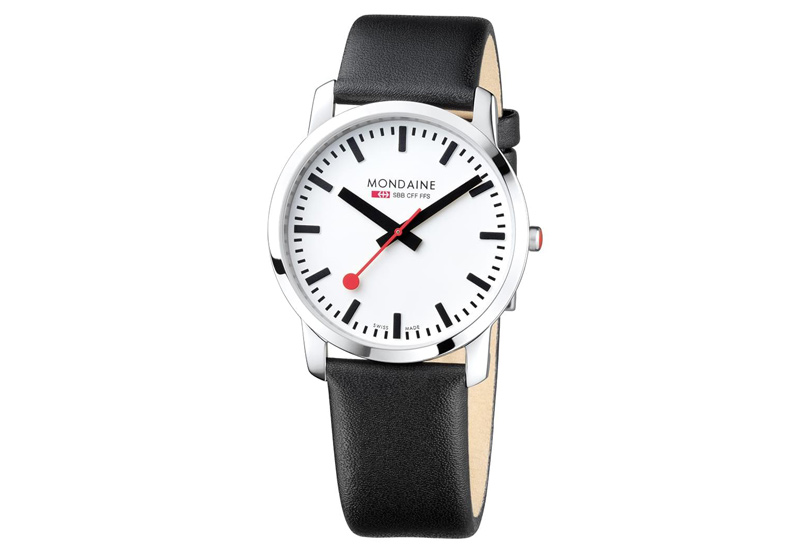Mondaine 22mm watchstrap black polished