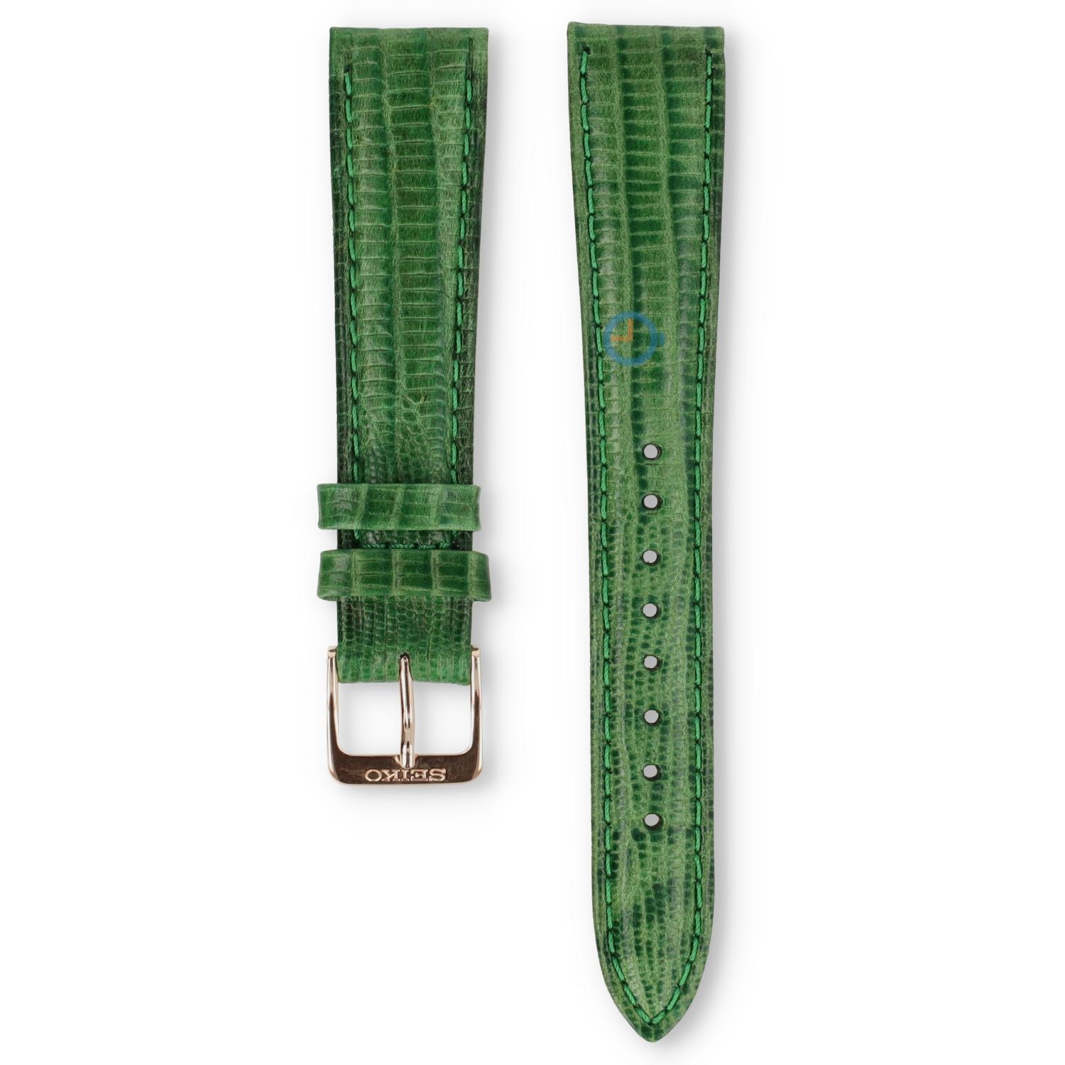 Universal 18mm green leather watch strap - Seiko