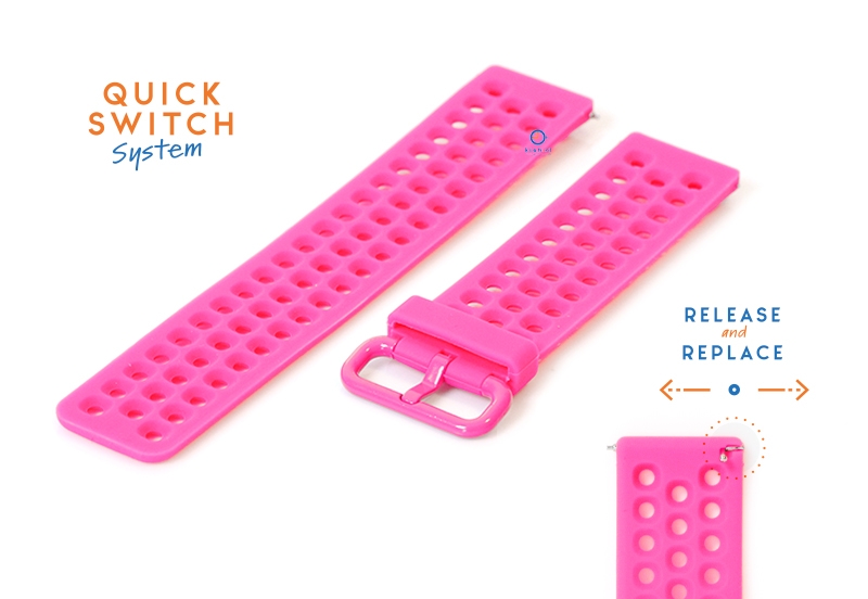 Watchstrap 23mm perforated silicone pink