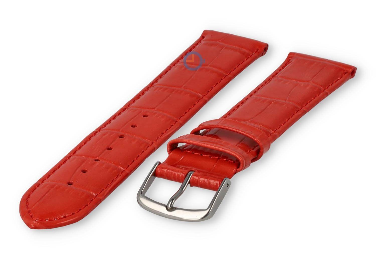 Extra-long crocoleather strap  - 20mm - red
