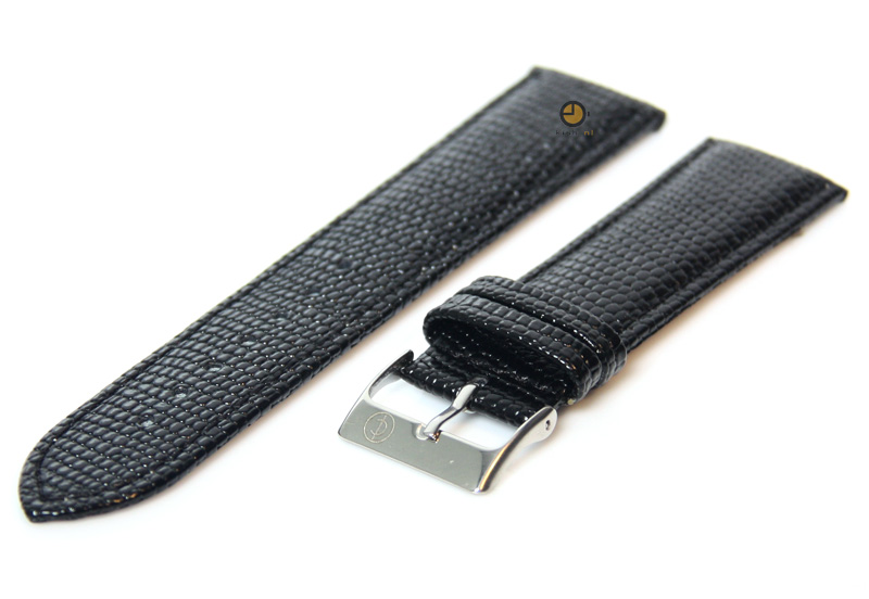 Watchstrap 20mm black lizard leather