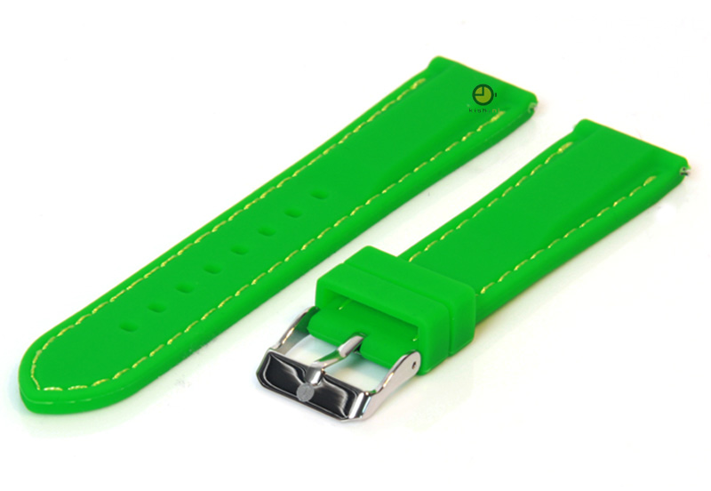 Watchstrap 18mm green silicone with quick release