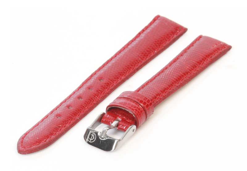 Watchstrap 16mm red lizard leather